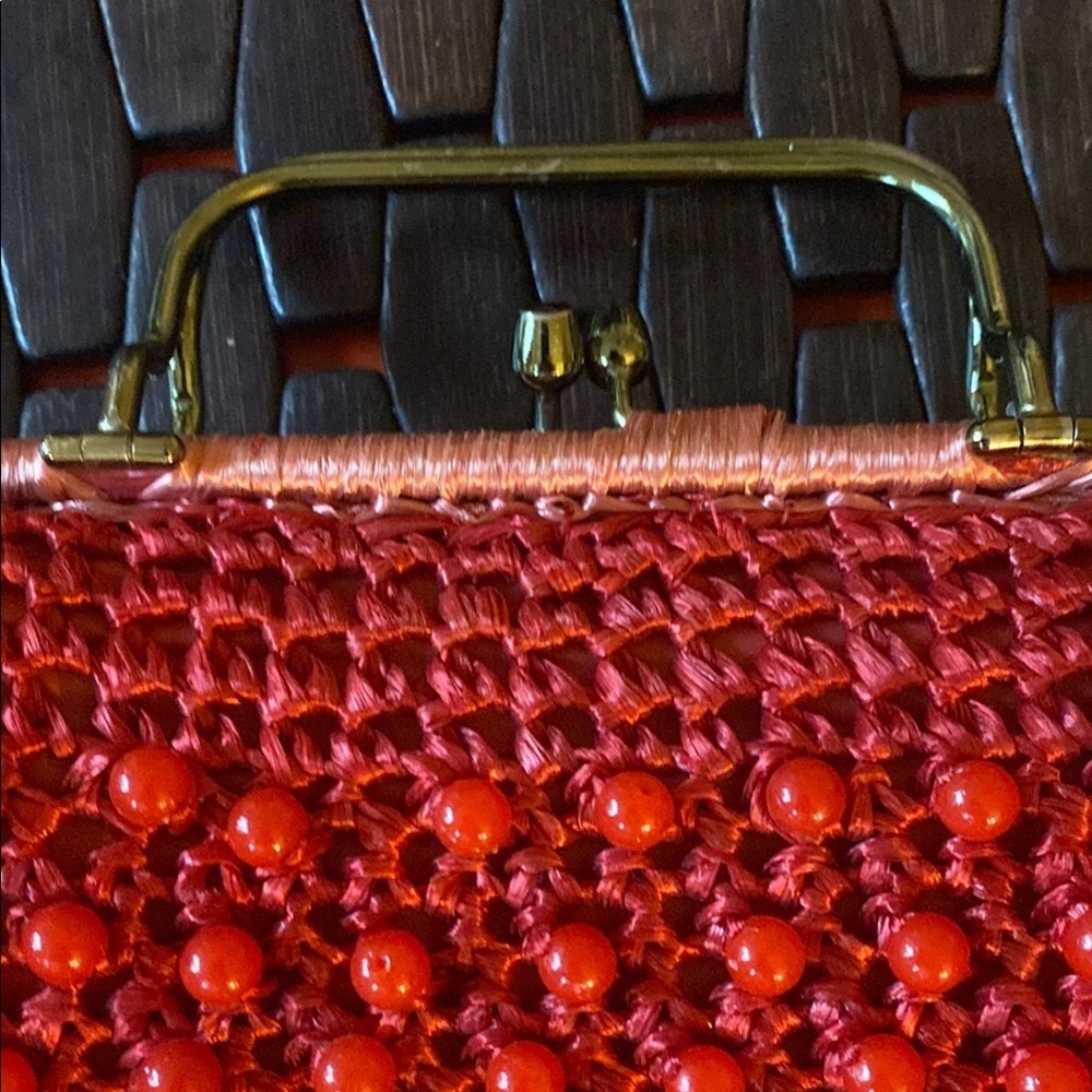 Lewis Imports Elegant Red Beaded Clutch - Picture 3 of 5